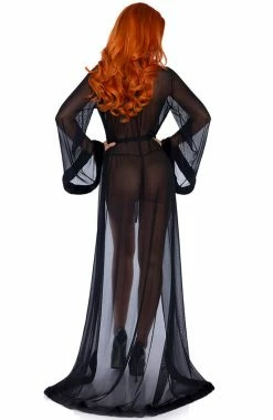 COAXcopenhagen2 LINGERIE Classic Long Black Robe - Next Move