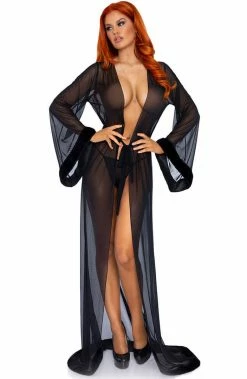 COAXcopenhagen2 LINGERIE Classic Long Black Robe - Next Move