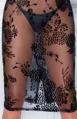 COAXcopenhagen.com Lingerie Dress Long Sleeve Pencil Dress With Flock Embroidery - Overprotected
