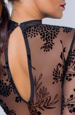 COAXcopenhagen.com Lingerie Dress Long Sleeve Pencil Dress With Flock Embroidery - Overprotected