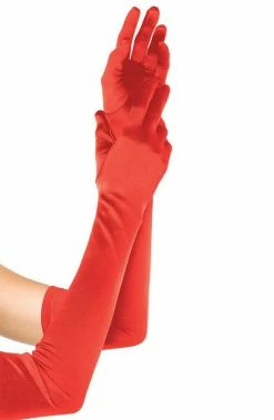 COAXcopenhagen2 ACCESSORIES Long Red Satin Gloves