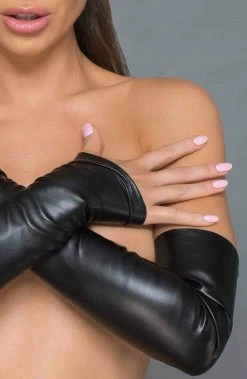 COAXcopenhagen.com Long Black Fingerless Gloves - F.U.