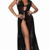 COAXcopenhagen.com Long Sheer Black Rhinestone Robe - Working This Thing