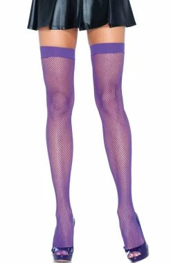 COAXcopenhagen2 HOSIERY Neon Purple Fishnet Thigh Highs