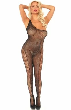 COAXcopenhagen2 Fishnet Catsuit With Rhinestones - Crystalized Glam