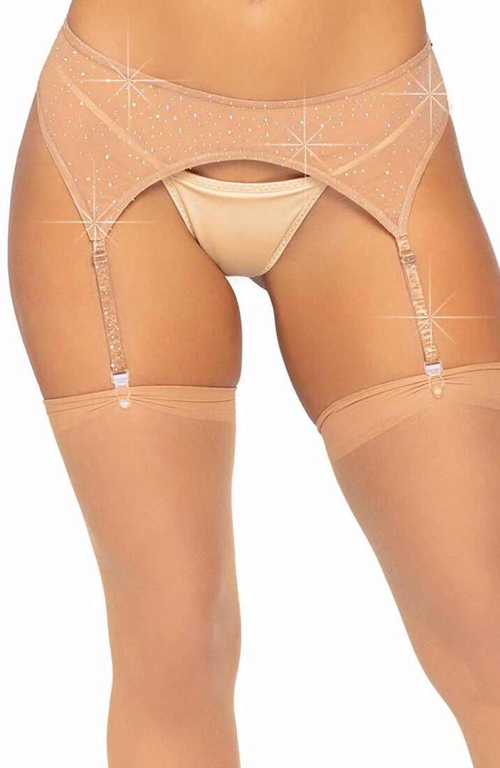 COAXcopenhagen.com Nude Garter Belt With Rhinestones