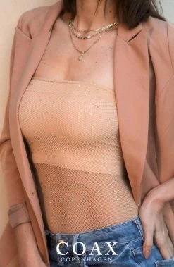 COAXcopenhagen2 LINGERIE Nude Multi Dress With Rhinestones - Crystalized Nude