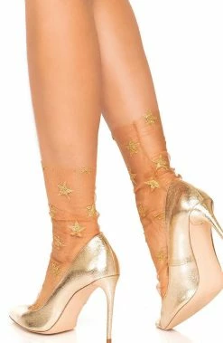 COAXcopenhagen.com Gold Glitter Star Tulle Ankle Highs