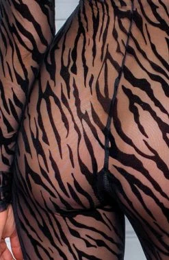 COAXcopenhagen.com Sheer Black Catsuit With Flock Tiger Print - What You Need