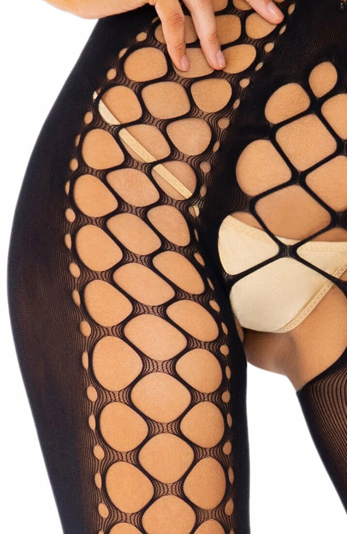 COAXcopenhagen.com Black Backless Halter Bodystocking With Cut-out - Cut Me Some Slack LINGERIE