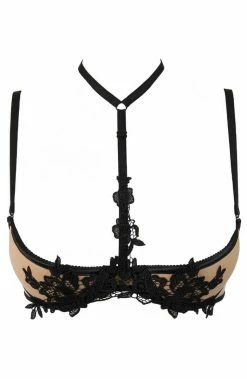 COAXcopenhagen.com Beige Shelf Bra With Black Lace - CHARISMATIC LINGERIE