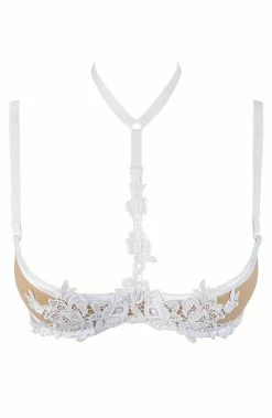 COAXcopenhagen.com Beige Shelf Bra With White Lace - LASCIVIOUS LINGERIE