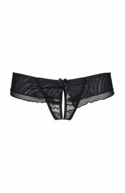COAXcopenhagen2 Black Crotchless Plus Size Thong With Silver Shimmer - PENCHANT LINGERIE