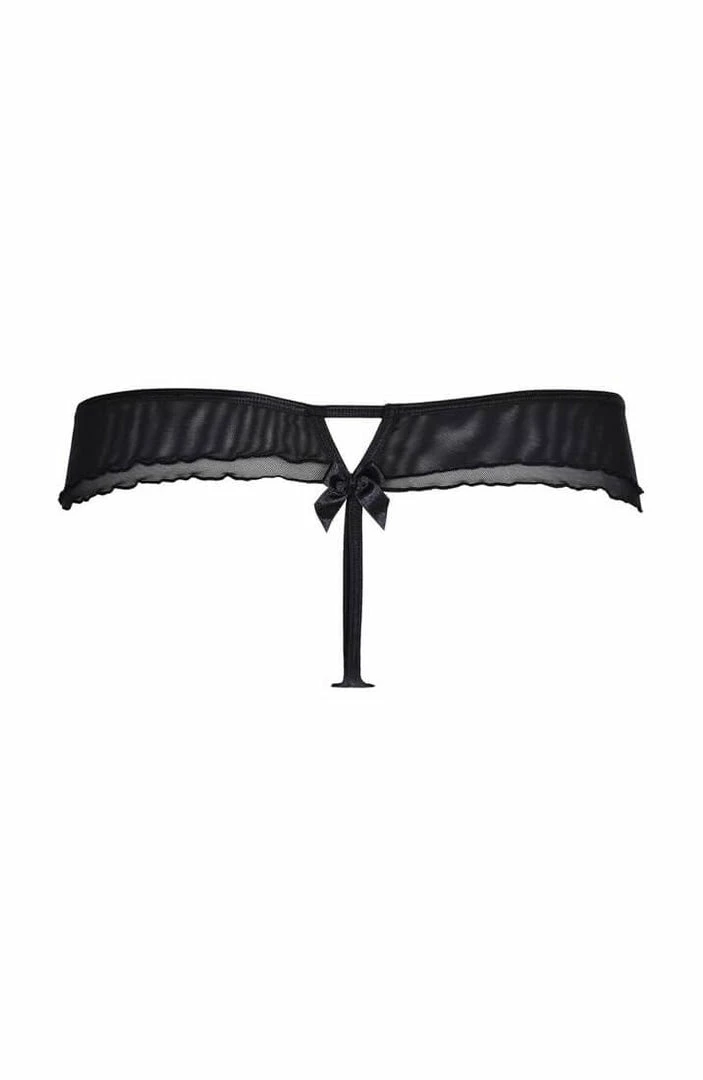 COAXcopenhagen2 Black Crotchless Plus Size Thong With Silver Shimmer - PENCHANT LINGERIE