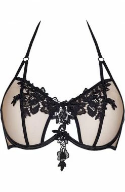 COAXcopenhagen2 LINGERIE Halter Neck Bra With Black Lace - PRECIOUS