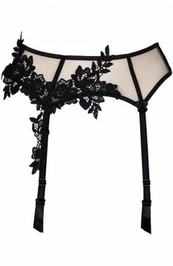 COAXcopenhagen2 LINGERIE Transparent Garter Belt With Black Lace - PRECIOUS