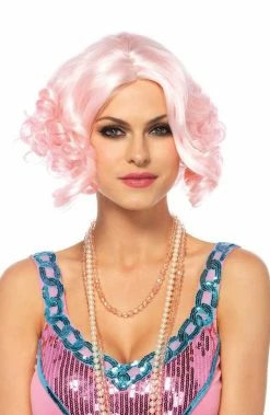 COAXcopenhagen2 Flappers & Gatsby Pink Curly Bob Wig