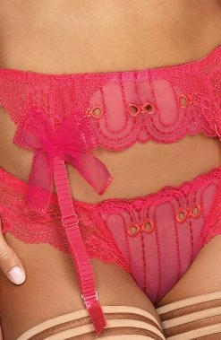 COAXcopenhagen.com LINGERIE Pink Lace Garter Belt - SIREN