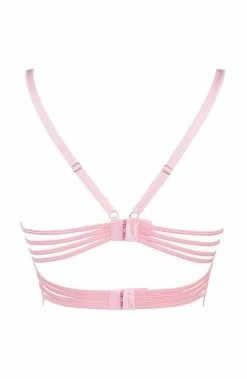 COAXcopenhagen.com Pink Lace Bustier Bra With Multi Cage-strap - HONEY LINGERIE