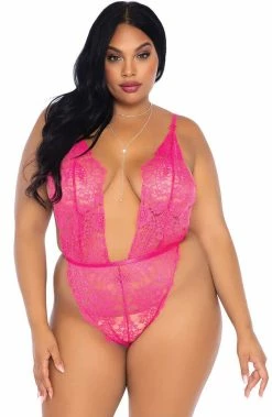 COAXcopenhagen.com Pink Plus Size Bodysuit & Robe - Blushing LINGERIE