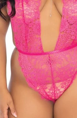 COAXcopenhagen.com Pink Plus Size Bodysuit & Robe - Blushing LINGERIE