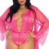 COAXcopenhagen.com Pink Plus Size Bodysuit & Robe - Blushing LINGERIE