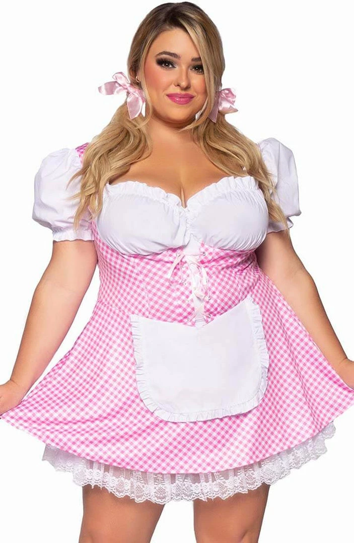 COAXcopenhagen.com Plus Size Pink Gingham Dress Costume - Farm Hair, Don't Care