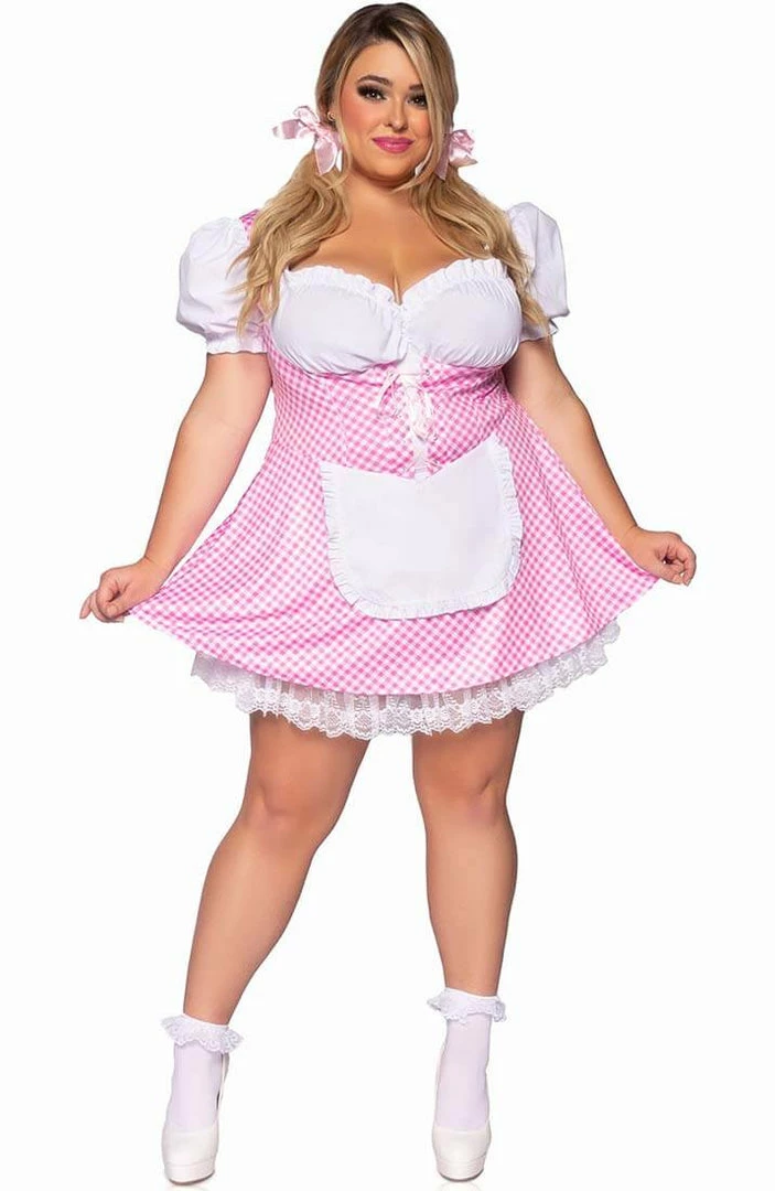 COAXcopenhagen.com Plus Size Pink Gingham Dress Costume - Farm Hair, Don't Care