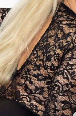 COAXcopenhagen.com Plus Size Lace & Wet Look Pencil Dress - Miss Behaved Killer Curves