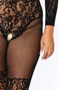 COAXcopenhagen2 Plus Size Lace And Fishnet Bodystocking - Elegant Moments