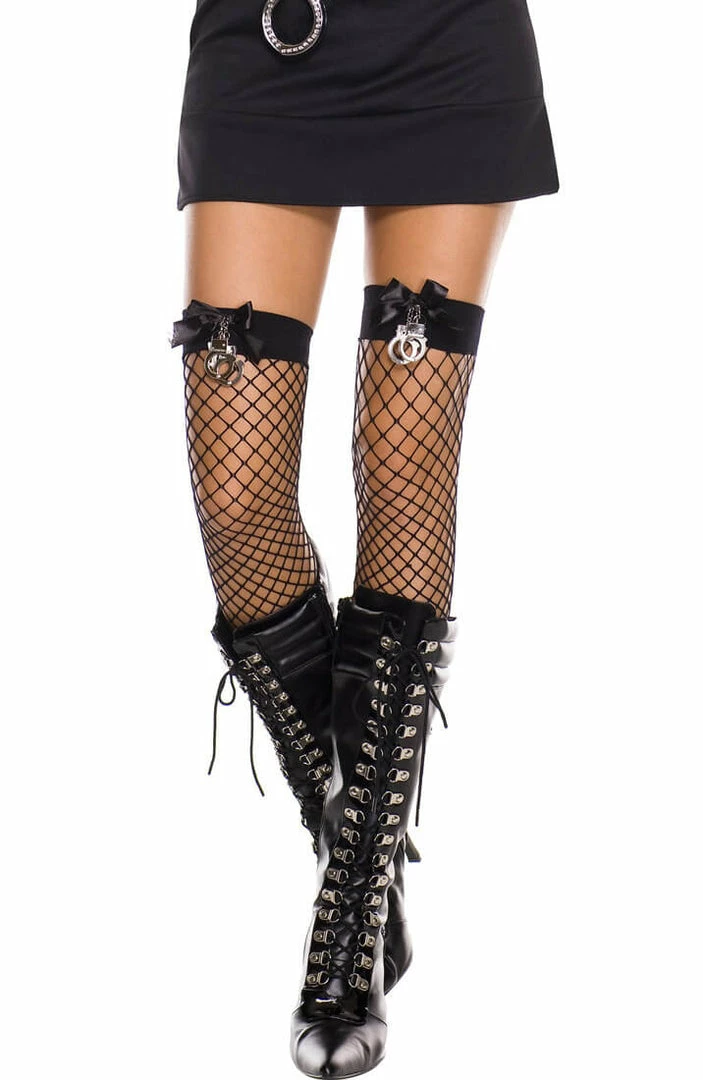 COAXcopenhagen.com Police Costumes Black Police Fishnet Stockings With Handcuffs