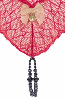 COAXcopenhagen.com LINGERIE Red Double Pearl String - Sydney Dark Double