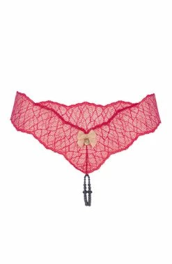 COAXcopenhagen.com LINGERIE Red Double Pearl String - Sydney Dark Double