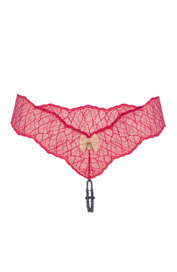 COAXcopenhagen.com LINGERIE Red Double Pearl String - Sydney Dark Double
