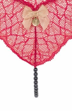 COAXcopenhagen.com Crotchless Red Single Pearl String - Sydney Dark Single