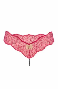 COAXcopenhagen.com Crotchless Red Single Pearl String - Sydney Dark Single