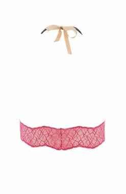 COAXcopenhagen.com LINGERIE Red Bralette With Pearl Strand - Sydney Dark Bra