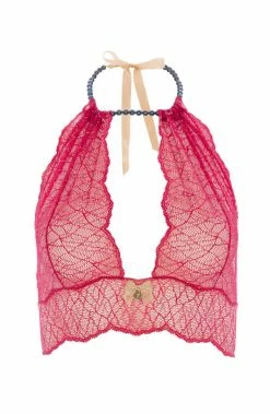COAXcopenhagen.com Red Bustier Bralette With Pearl Strand - Sydney Dark Bralette
