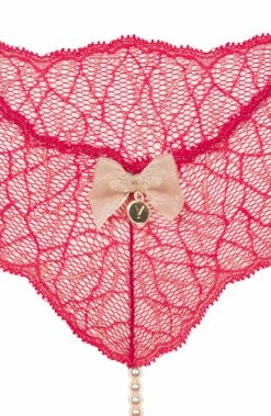 COAXcopenhagen.com Crotchless Red Single Pearl String - Sydney Single