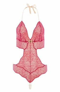 COAXcopenhagen.com Red Bodysuit With Double Pearl String - Sydney Body Double