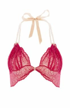 COAXcopenhagen.com Red Bralette With Pearl Strand - Sydney Bra Bras