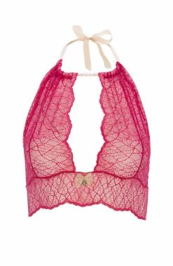 COAXcopenhagen.com Red Bustier Bralette With Pearl Choker - Sydney Bralette Bras