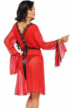 COAXcopenhagen.com Red Lingerie Dressing Gown & Panty - Valentina