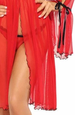 COAXcopenhagen.com Red Lingerie Dressing Gown & Panty - Valentina