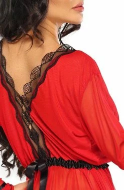 COAXcopenhagen.com Red Lingerie Dressing Gown & Panty - Valentina