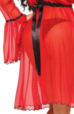 COAXcopenhagen.com Red Lingerie Dressing Gown & Panty - Valentina
