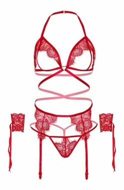 COAXcopenhagen.com Red Open Cup Lingerie Set - Midnight Moves