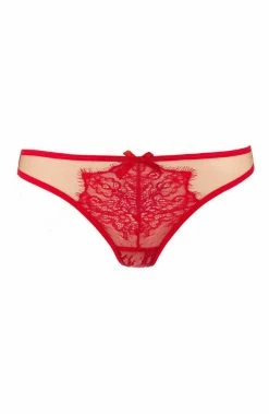 COAXcopenhagen.com Sheer Nude Thong With Red Lace - LUST LINGERIE