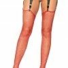 COAXcopenhagen.com Red Fishnet Stockings With Rhinestones HOSIERY