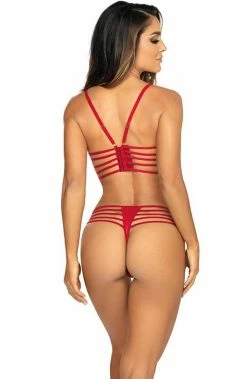 COAXcopenhagen.com LINGERIE Red Wet Look Bustier Bra - Emotional Vibes